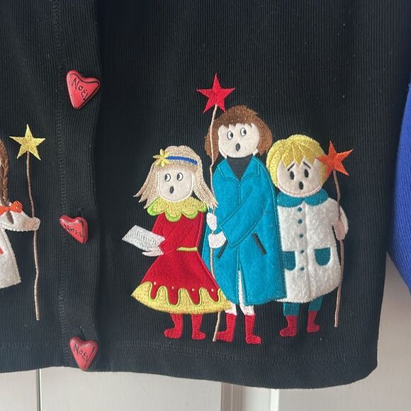 SPORT ELLE Vintage Blue Christmas Sweater Size Large - Picture 3 of 5